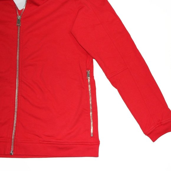 U CLOTHING Red Garment Dye Terry Zip Hoodie - Picture 2 of 4